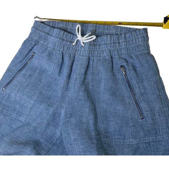 Athleta Cabo Linen Wide Leg Pants in Blue Size 10 - Picture 7 of 10